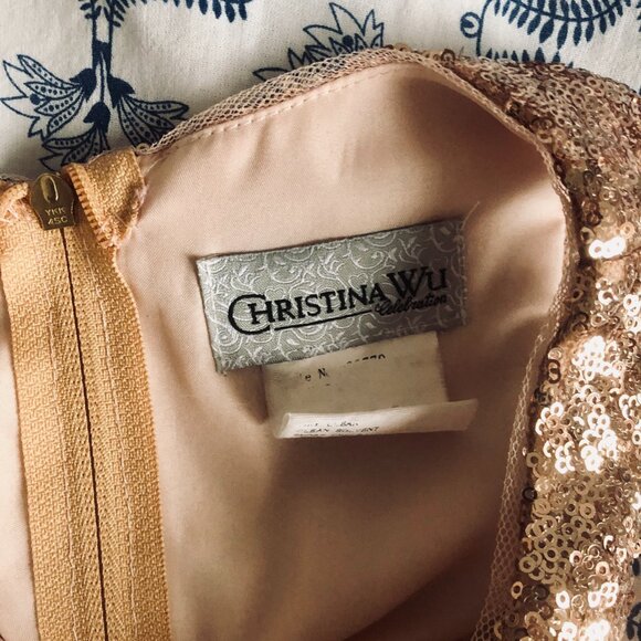Christina Wu Celebration Formal Dress Size 10 | Sequin Top Satin Skirt Blush Gow - Picture 9 of 9